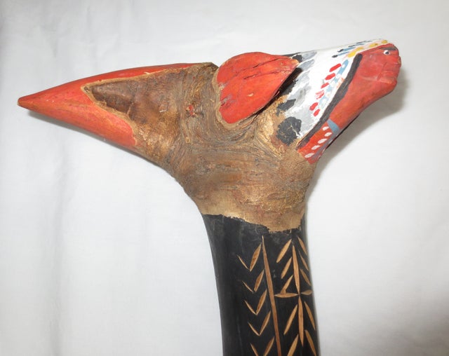 TURTLE Talking Stick; chip carved: Erik Sappier, Penobscot: new